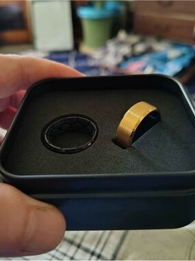 Men's 24k and Black Ring Set - Elegant Two-Piece Accessory
